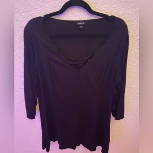 Torrid Black Crisscross Long Sleeve Top Size 0/12